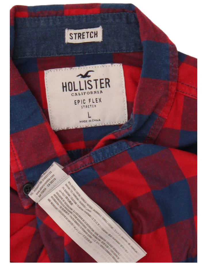 HOLLISTER Koszula męska w dużą czerwoną kratę, bawełniana