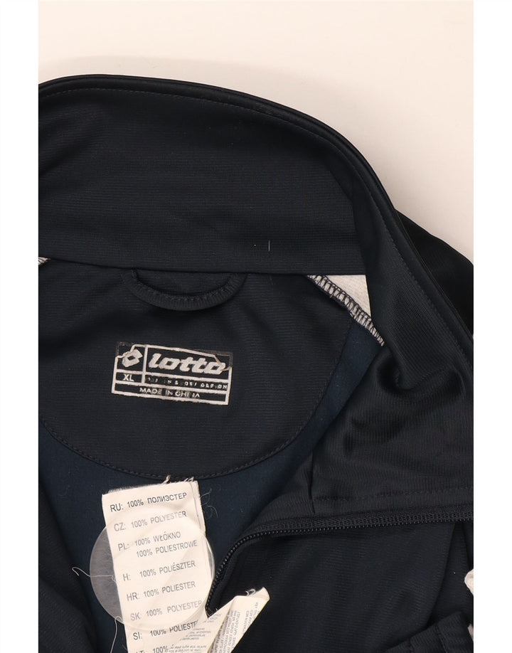 Męska kurtka dresowa LOTTO z grafiką XL, granatowa, poliester w blokach kolorów