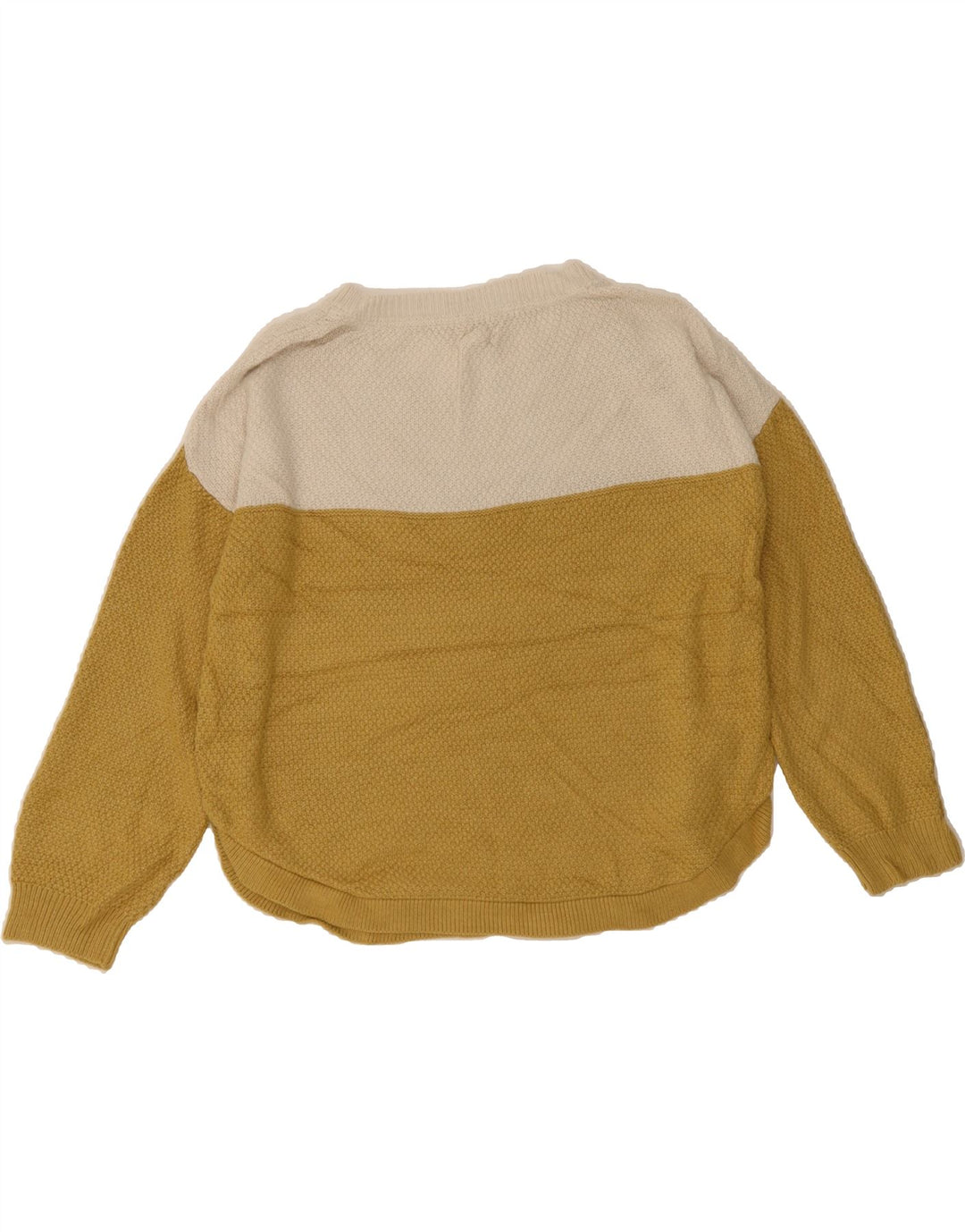 FAT FACE Womens Crew Neck Jumper Sweater UK 14 Medium Yellow Colourblock Vintage Fat Face and Second-Hand Fat Face from Messina Hembry 