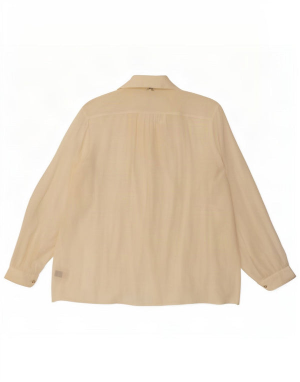 Damska bluzka koszulowa oversize w stylu vintage UK 20 2XL Off White Silk