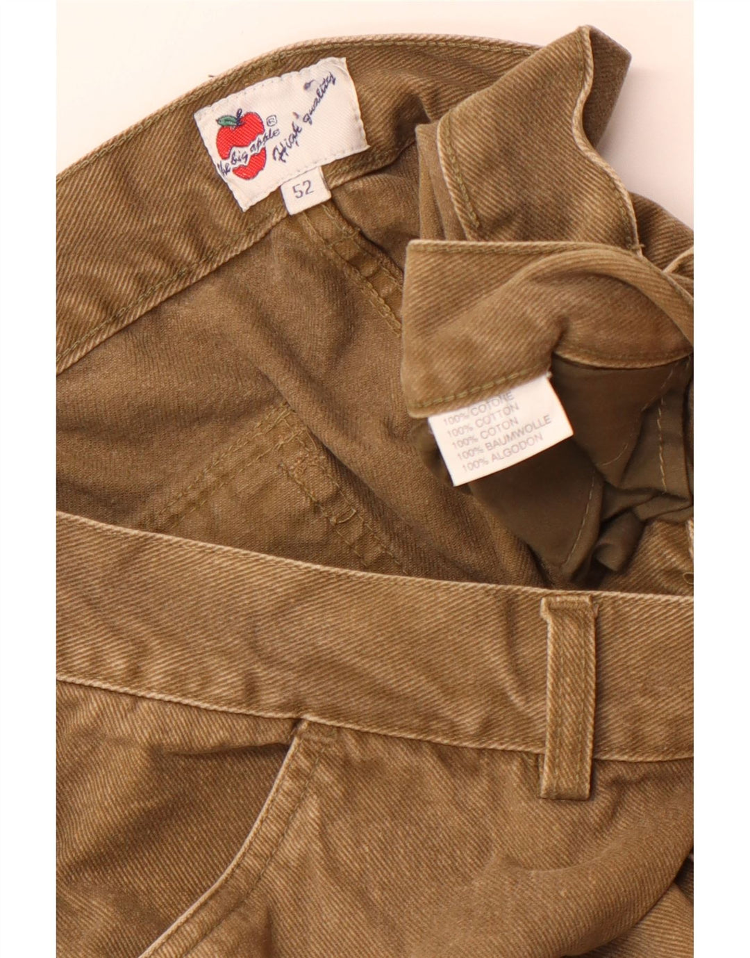 Męskie proste spodnie cargo w stylu vintage, EU 52 XL W36 L30, bawełna khaki