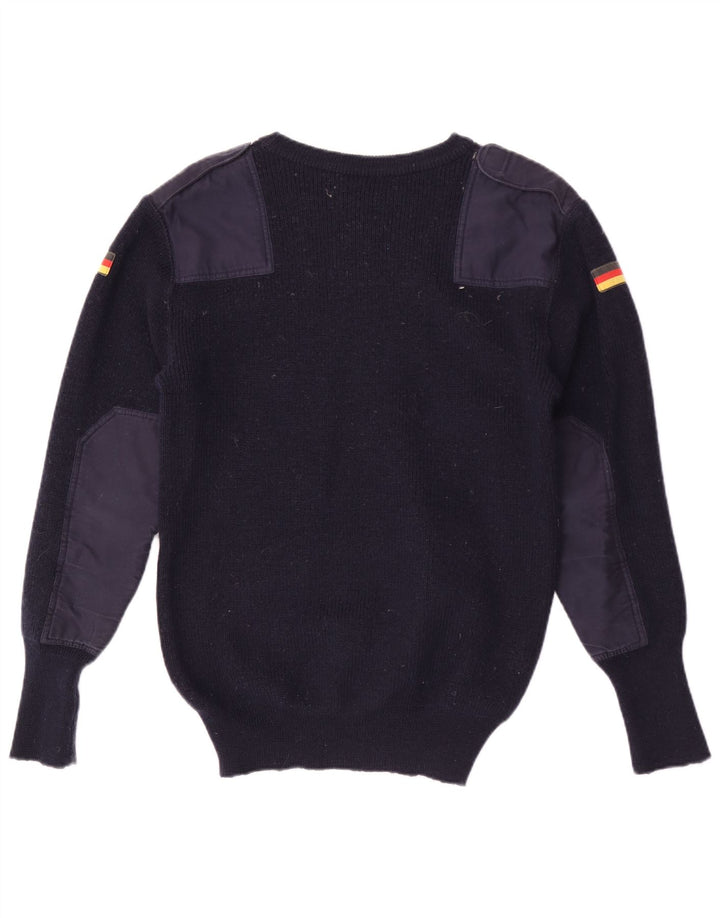 Vintage męski sweter wojskowy z okrągłym dekoltem IT 48 średni granatowy