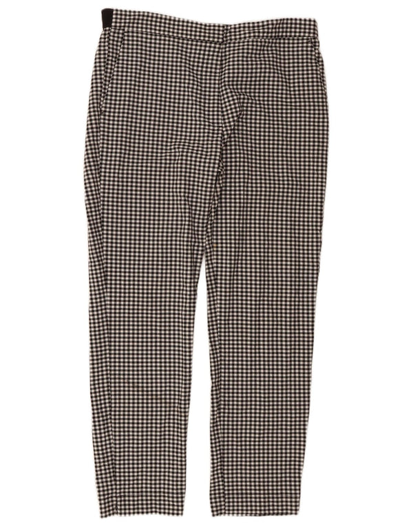 Damskie spodnie chino Zara XL W32 L27, czarny poliester w kratkę