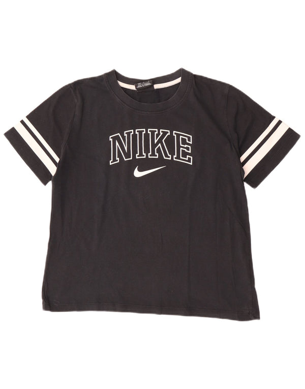 Damska koszulka Nike Crop Graphic Top UK 14, bawełna w kolorze średniej czerni