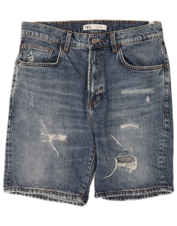 Męskie spodenki jeansowe Zara w trudnej sytuacji EU 40 Medium W31, niebieska bawełna