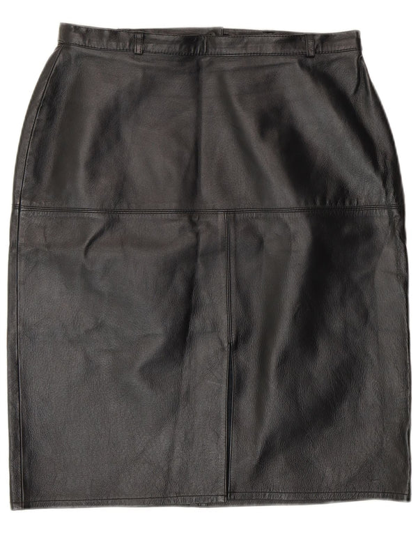 Vintage damska skórzana spódnica ołówkowa UK 12 Medium W28 czarna skóra