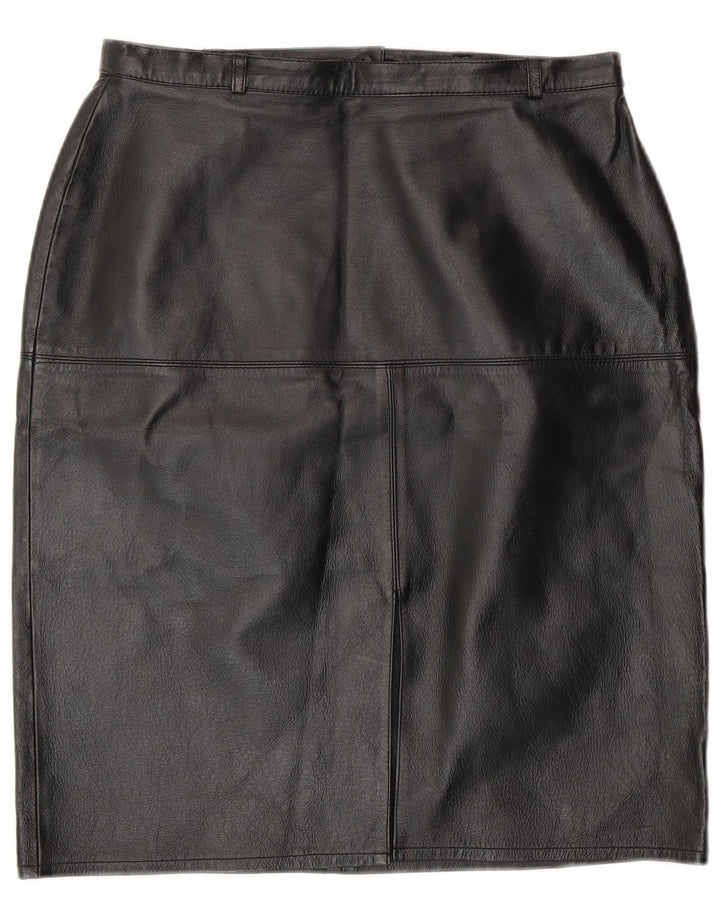 Vintage damska skórzana spódnica ołówkowa UK 12 Medium W28 czarna skóra