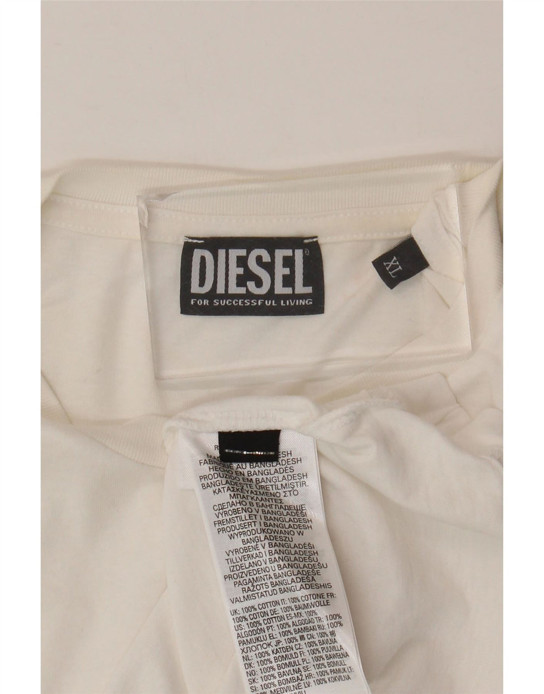 Męska koszulka z grafiką Diesel, góra XL, biała bawełna