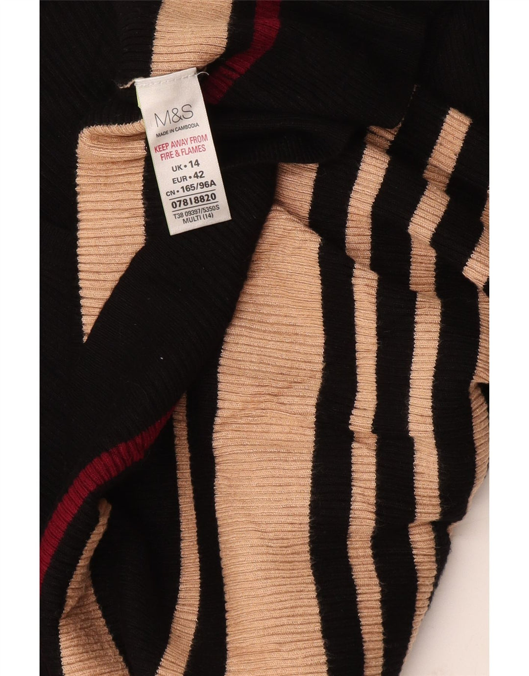 Marks & Spencer Damski sweter z dekoltem w kształcie litery V, UK 14, średnie czarne paski