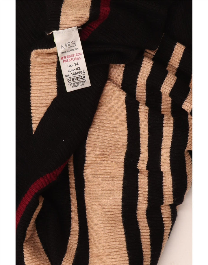 Marks & Spencer Damski sweter z dekoltem w kształcie litery V, UK 14, średnie czarne paski