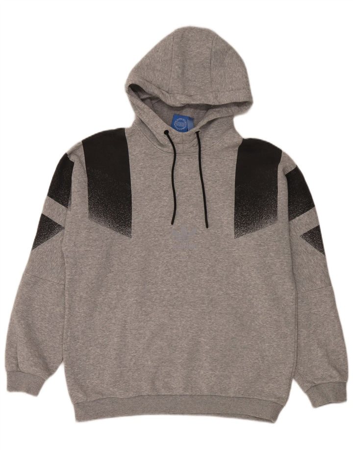 Męska bluza z kapturem Adidas, średnia szara bawełna z blokami kolorów