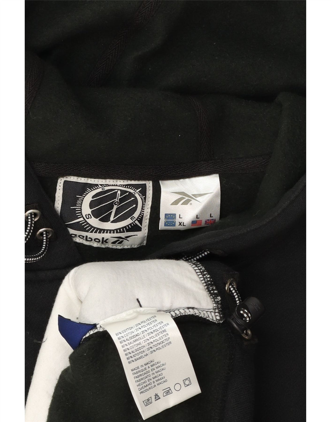 Męski sweter z kapturem Reebok, duży, czarny, bawełniany