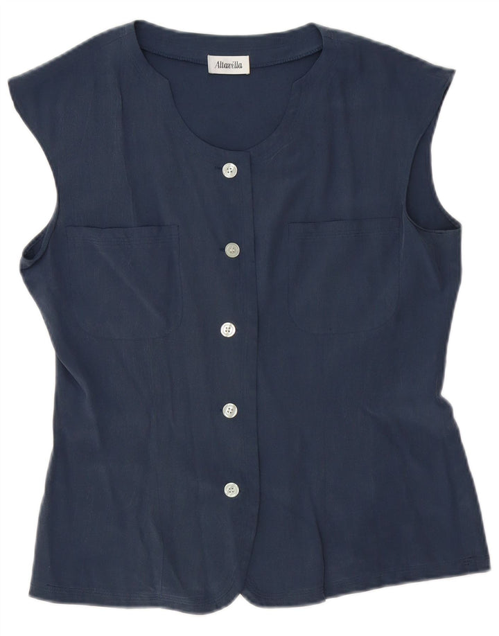 Damska bluzka bez rękawów Altavilla UK 10, mała, granatowa, jedwabna