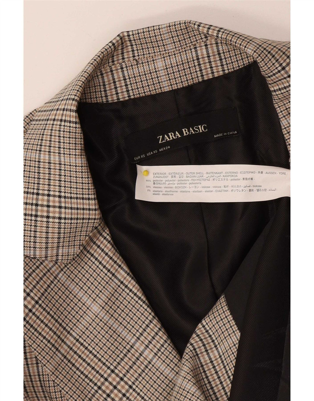 Damska marynarka oversize z podwójnymi piersiami Zara UK 6 XS w szarą kratkę
