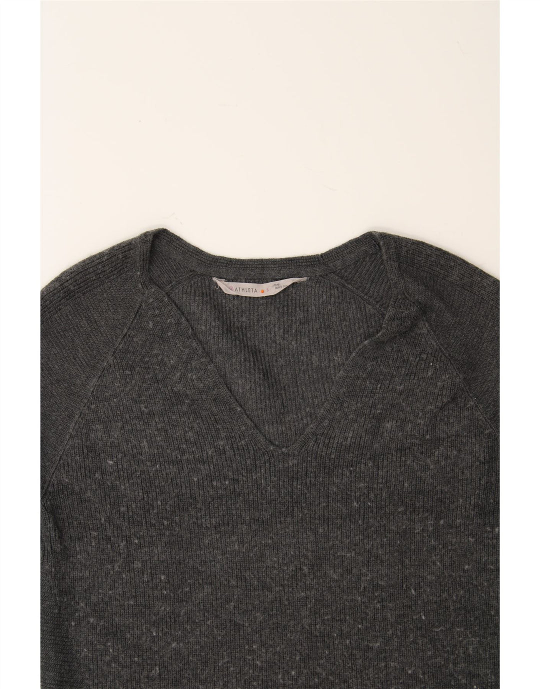 ATHLETA Womens Oversized V-Neck Jumper Sweater UK 10 Small Grey Polyester Vintage Athleta and Second-Hand Athleta from Messina Hembry 