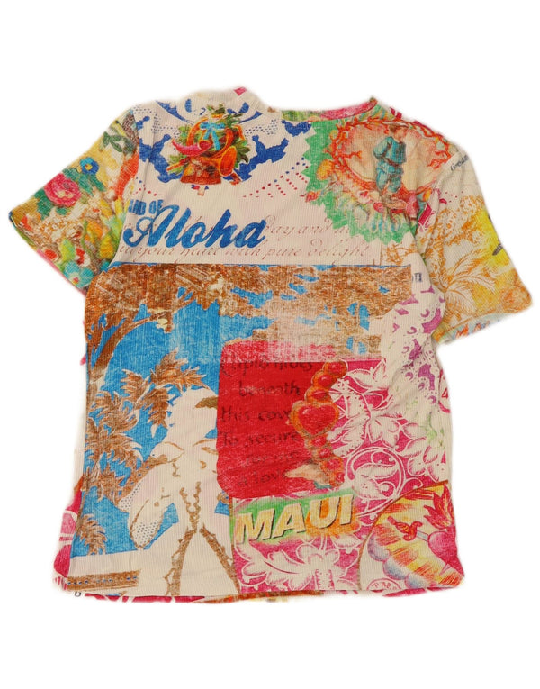 Desigual Womens Short Sleeve Graphic T-Shirt Top UK 12 Medium Multicoloured