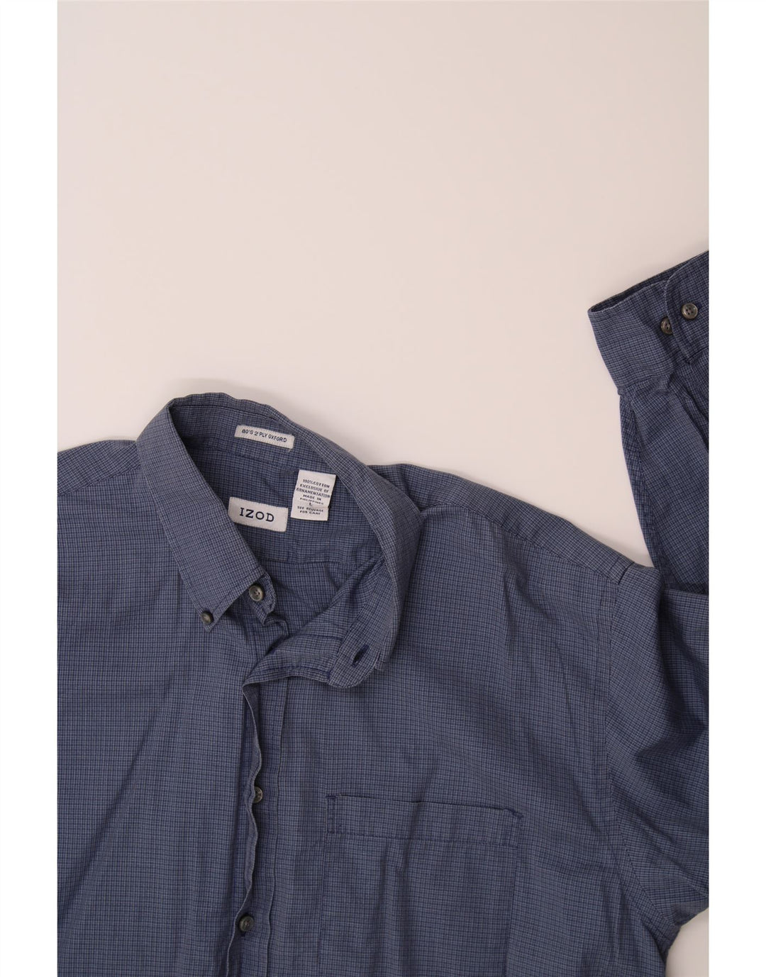 IZOD Mens Shirt Large Navy Blue Check Cotton Vintage Izod and Second-Hand Izod from Messina Hembry 