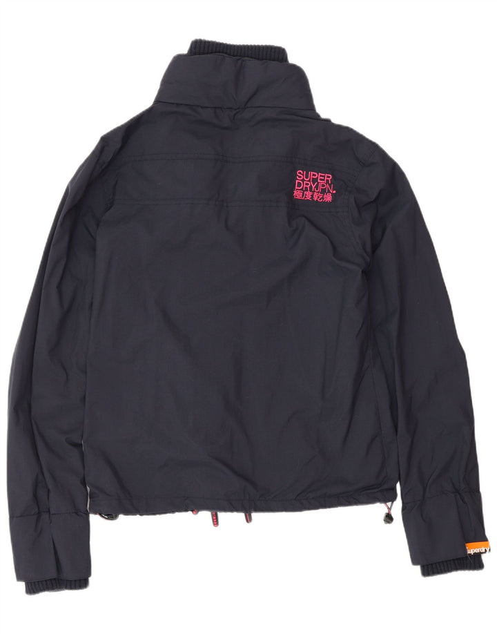Damska kurtka wiatrówka Superdry UK 16, duża, granatowa, nylonowa