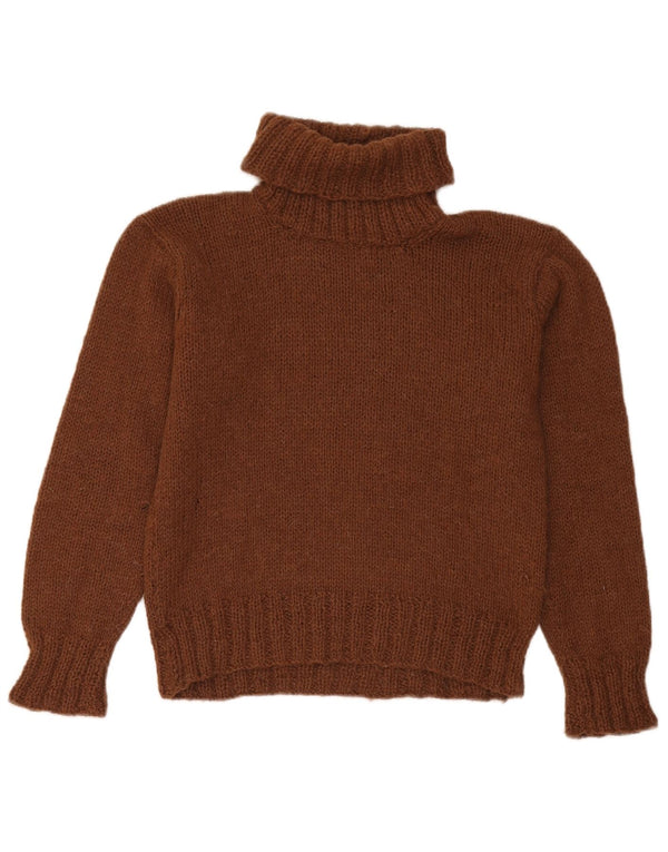 Sweter damski w stylu vintage z wywijanym dekoltem UK 12, średni brąz