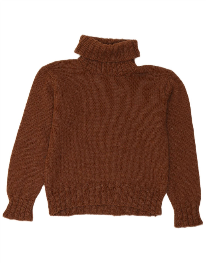 Sweter damski w stylu vintage z wywijanym dekoltem UK 12, średni brąz