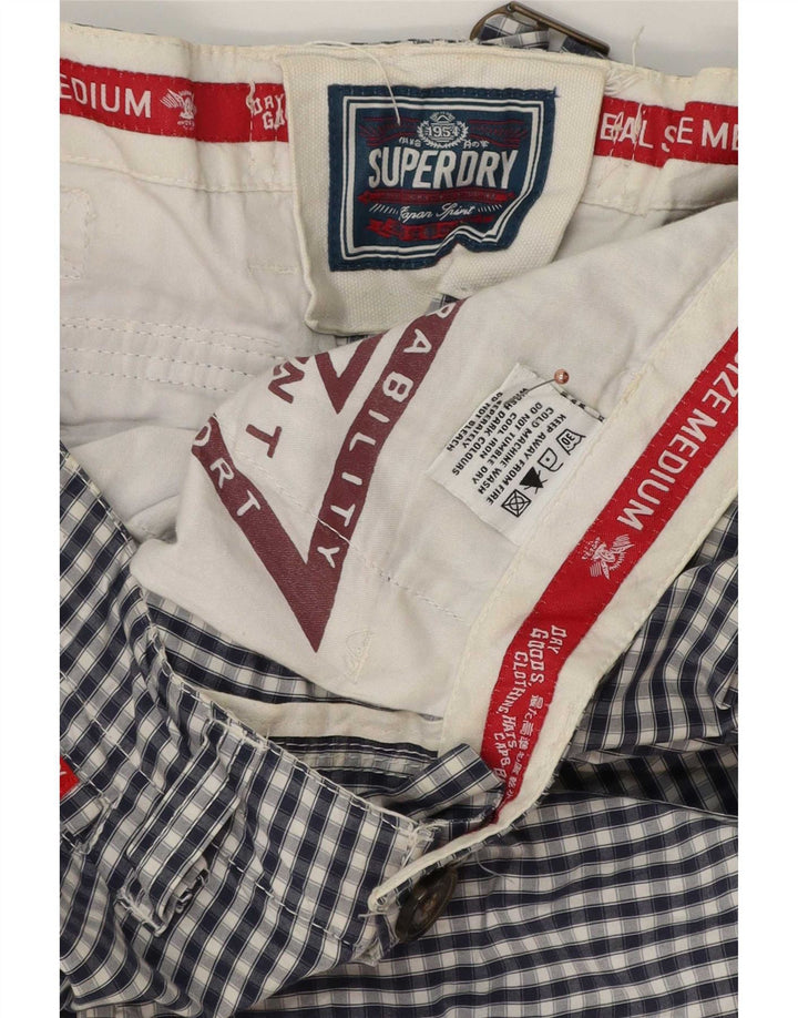 Męskie spodenki cargo Superdry, średnie W32, granatowa bawełna w kratkę