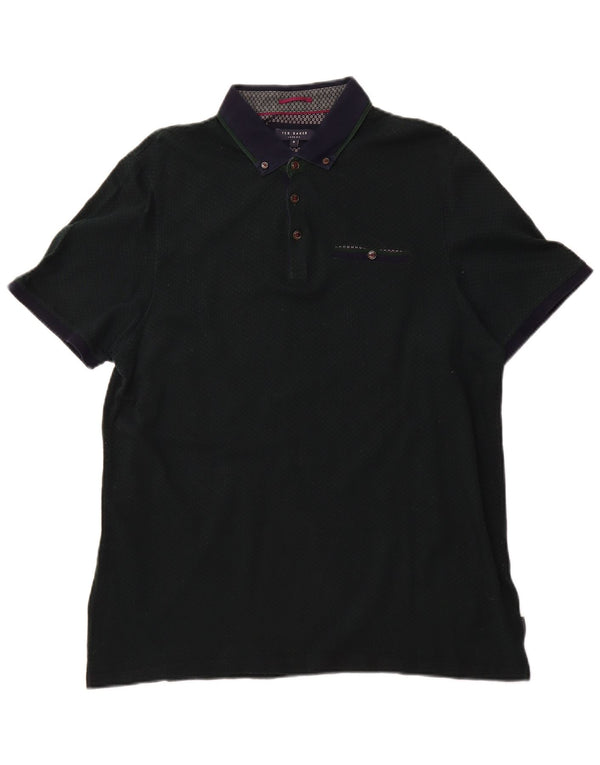 Męska koszulka polo Ted Baker, rozmiar 6, 2XL, zielona tkanina argyle/diamentowa bawełna
