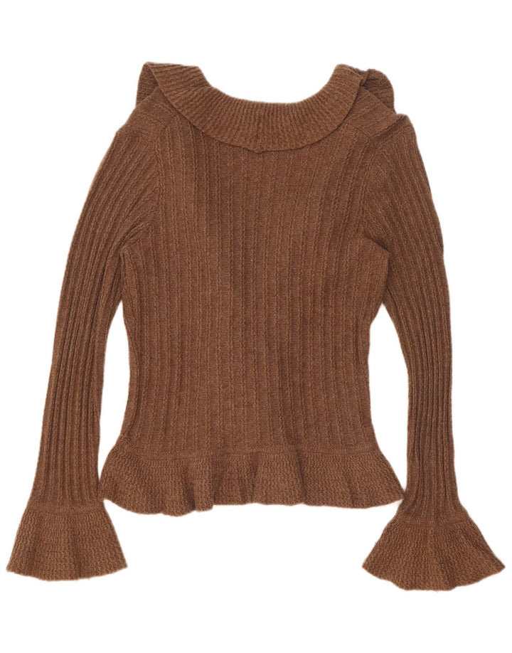 Marks & Spencer Damski sweter kardigan UK 12 Średni brązowy bawełniany
