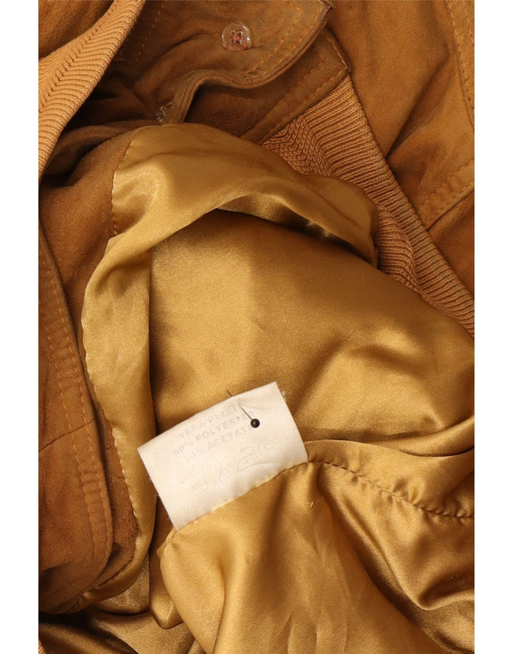 Vintage męska zamszowa kurtka bomber UK 42 XL beżowa skóra