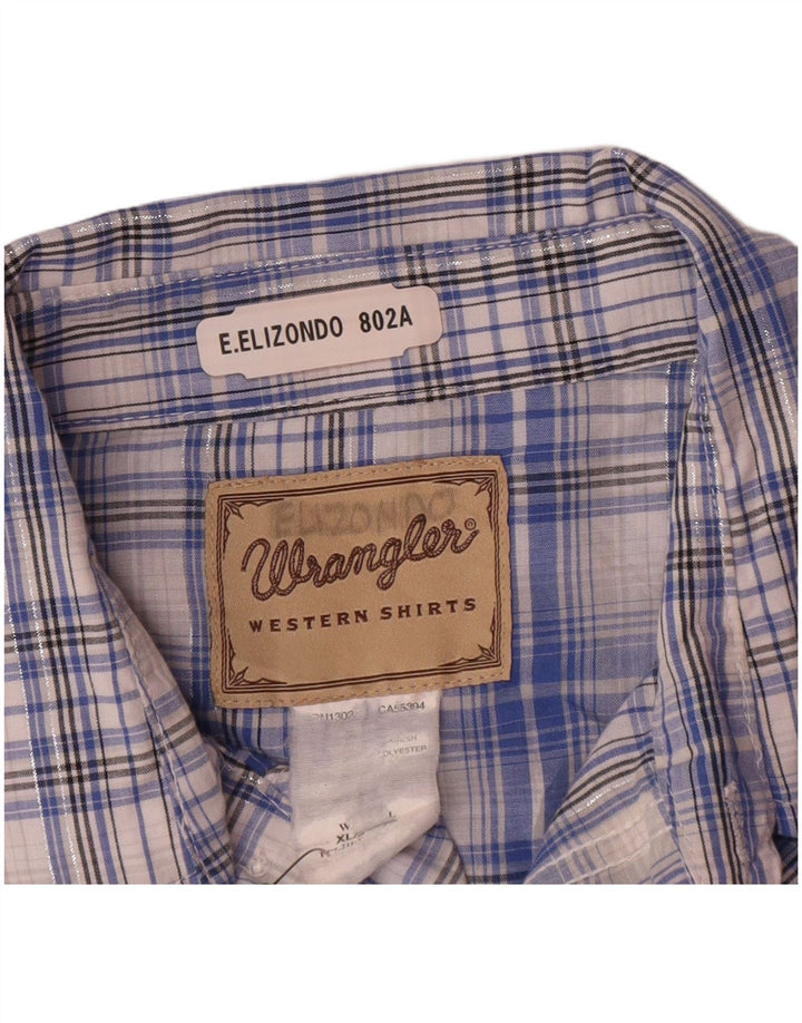 Męska koszula z krótkim rękawem Wrangler Western w niebieskiej kratce XL