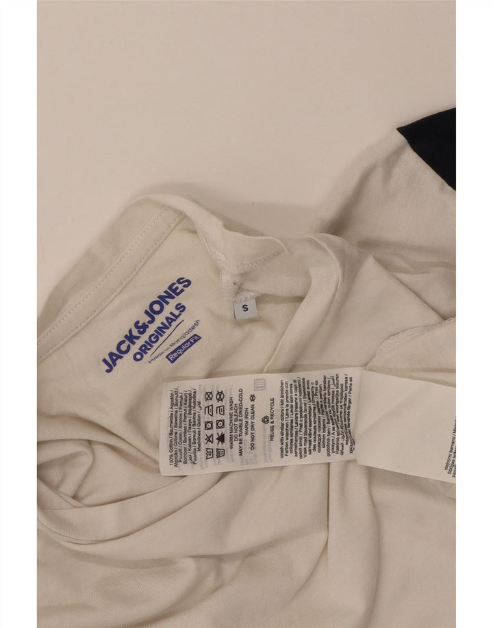 T-shirt męski Jack & Jones, mały, biały, bawełniany z blokami kolorów