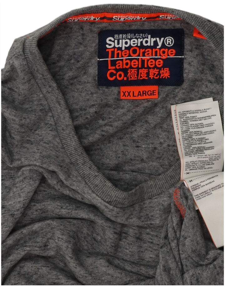 SUPERDRY Męski T-shirt Top 2XL Szara bawełna w plamki