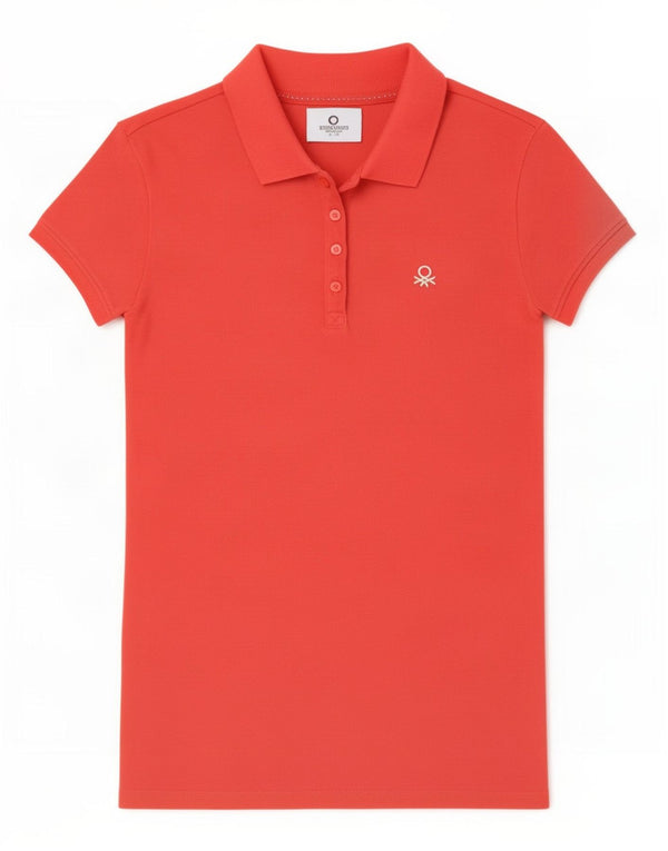 Dziewczęca koszulka polo Benetton 13-14 lat 3XL, czerwona bawełna