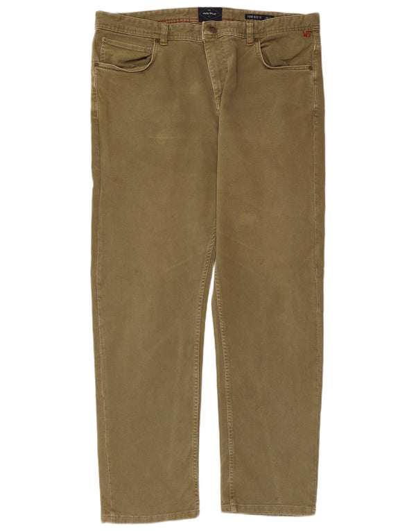 WHITE STUFF Męskie proste dżinsy W38 L32, bawełna khaki