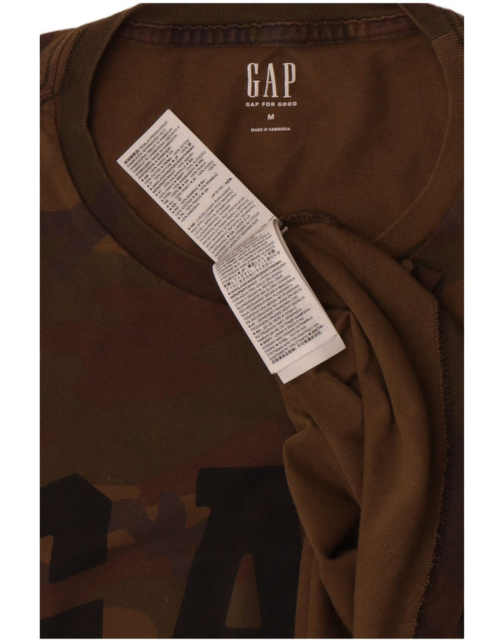 Męski T-shirt z grafiką Gap, bawełniany kamuflaż, średni brąz