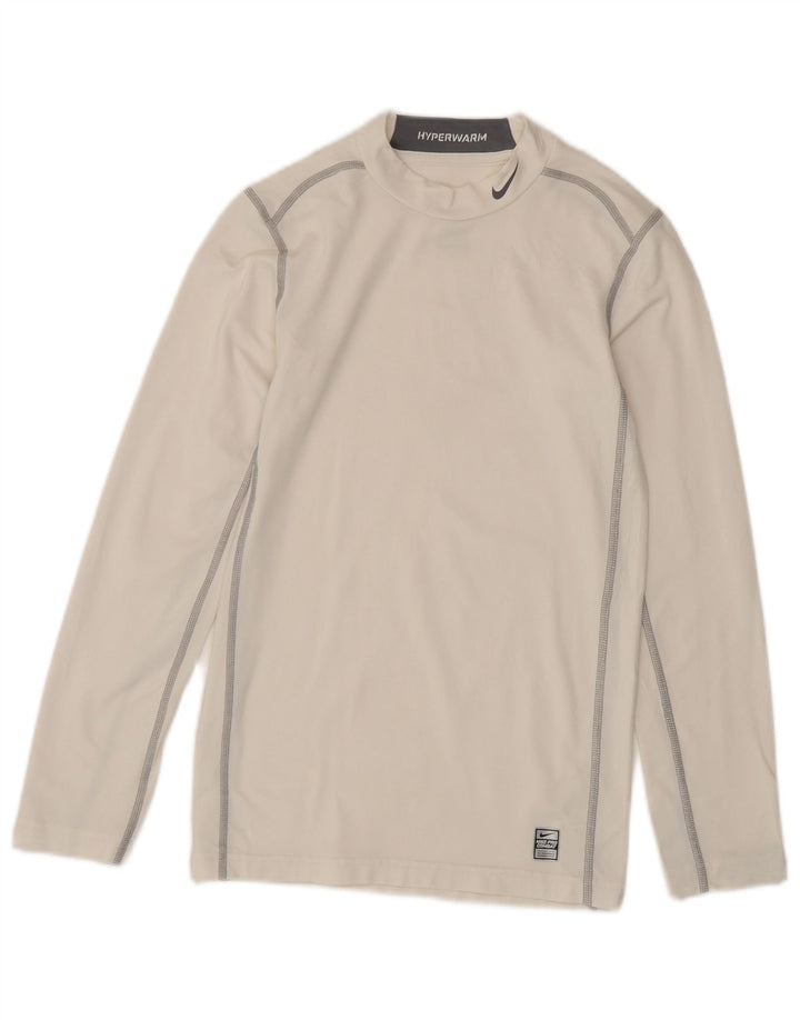 Damska koszulka NIKE Dri Fit z długim rękawem, UK 18 XL, biały poliester z blokami kolorów