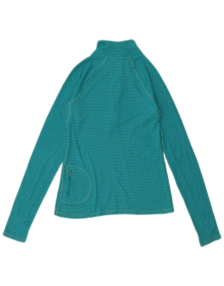 Damski top z zamkiem i dekoltem Eddie Bauer, z długim rękawem, UK 10 Small Turkus Spotted