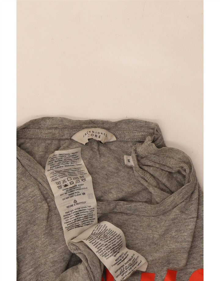 Męska koszulka z grafiką JACK & JONES, średnia szara bawełna