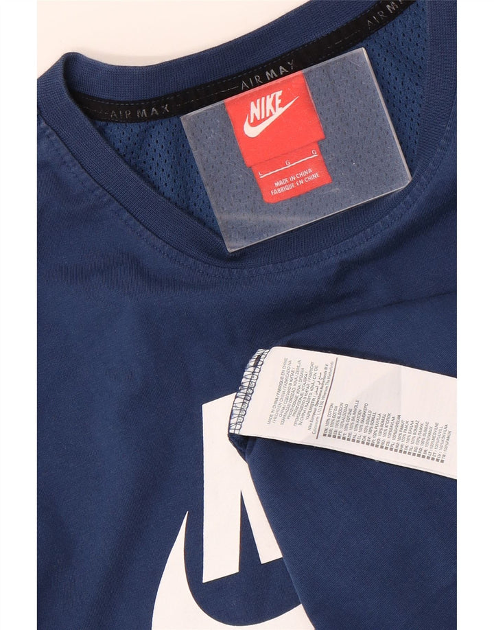 Męski T-shirt z grafiką NIKE, duży, niebieski, bawełniany