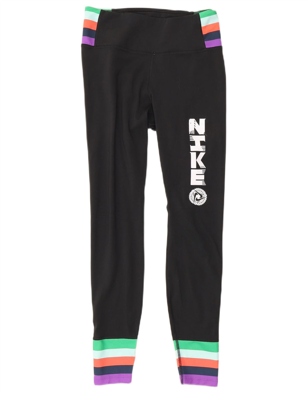 Damskie legginsy Nike Graphic UK 6 XS, czarny poliester z blokami kolorów