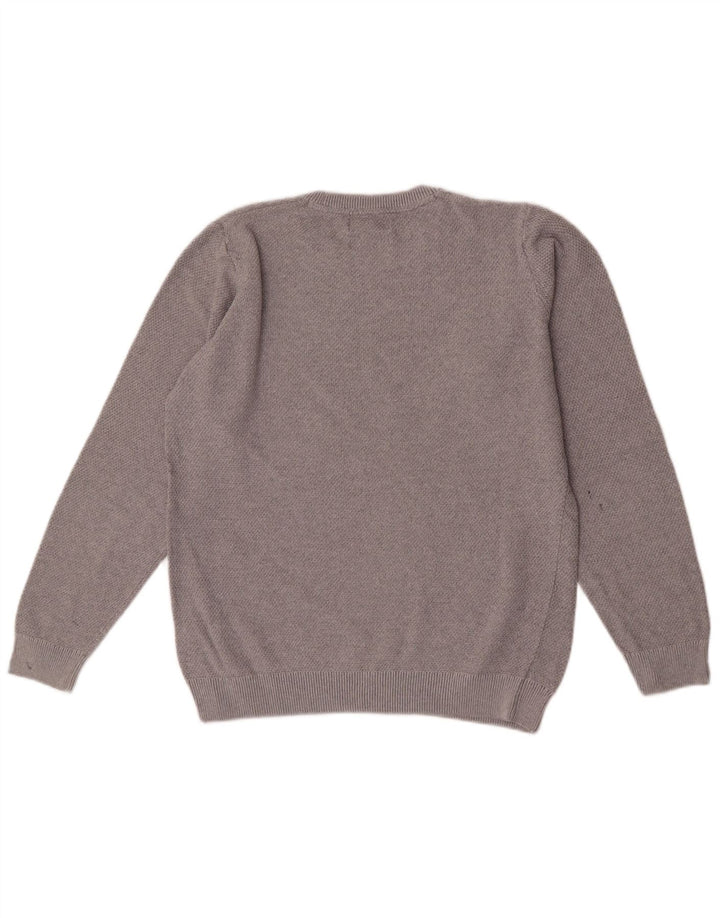 Marks & Spencer Męski sweter z okrągłym dekoltem, mały, szary, bawełniany