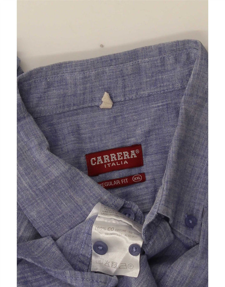 Koszula męska Carrera z krótkim rękawem o regularnym kroju, 2XL, niebieska, bawełniana