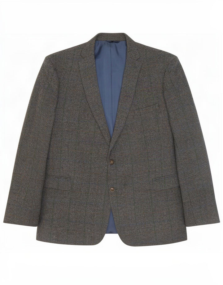 Męska marynarka zapinana na 2 guziki Harris Tweed IT 52 XL Szara wełniana kratka