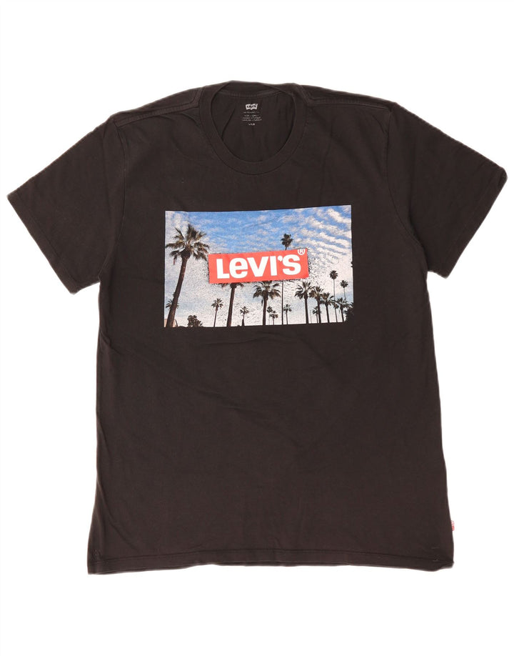 Męski T-shirt z grafiką Levi's, duży, czarny, bawełniany