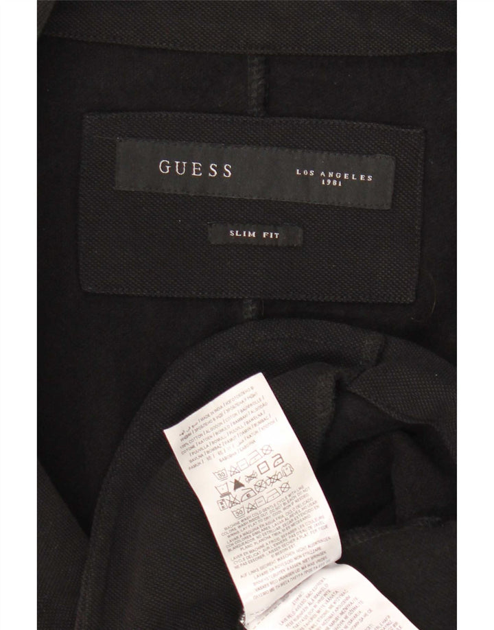Męska marynarka Guess zapinana na 2 guziki, slim fit UK 32 2XS, czarna bawełna