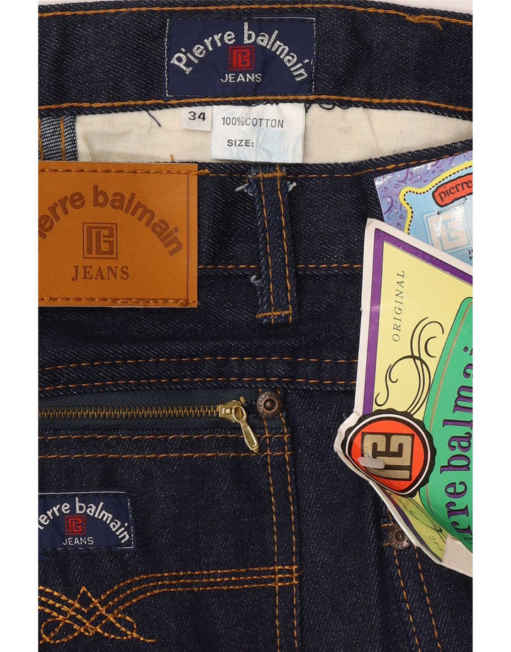 Męskie proste dżinsy Pierre Balmain W34 L34 Granatowa bawełna