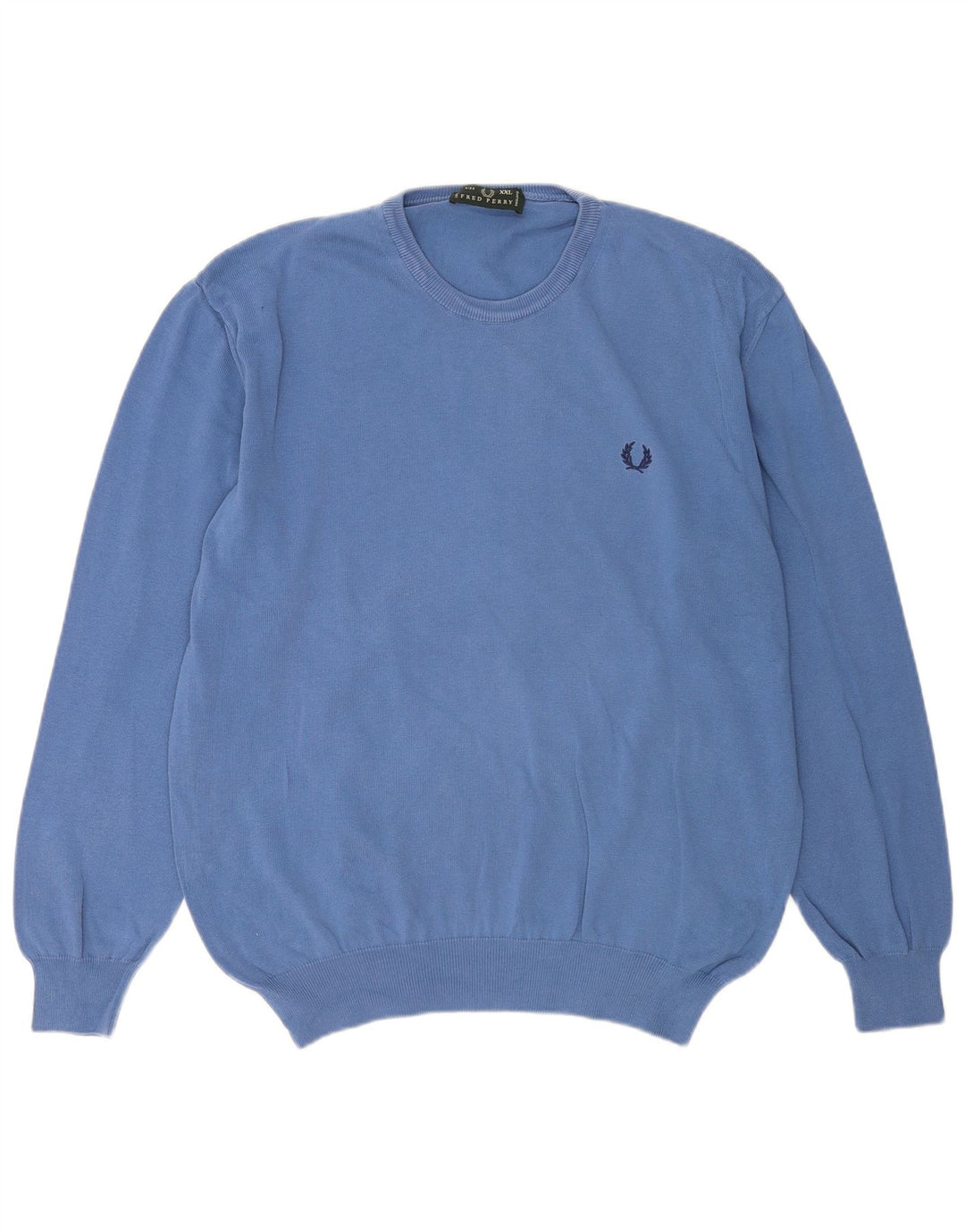Męski sweter z okrągłym dekoltem Fred Perry 2XL, niebieska bawełna