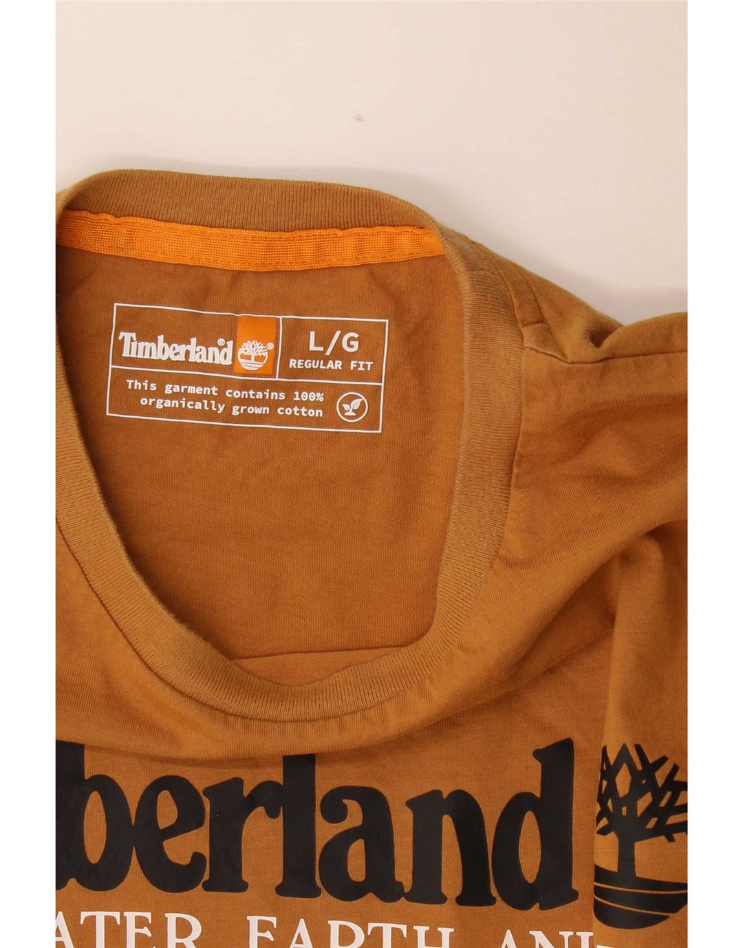 Męski top z grafiką Timberland o regularnym kroju, z długim rękawem, duży, brązowy, bawełniany