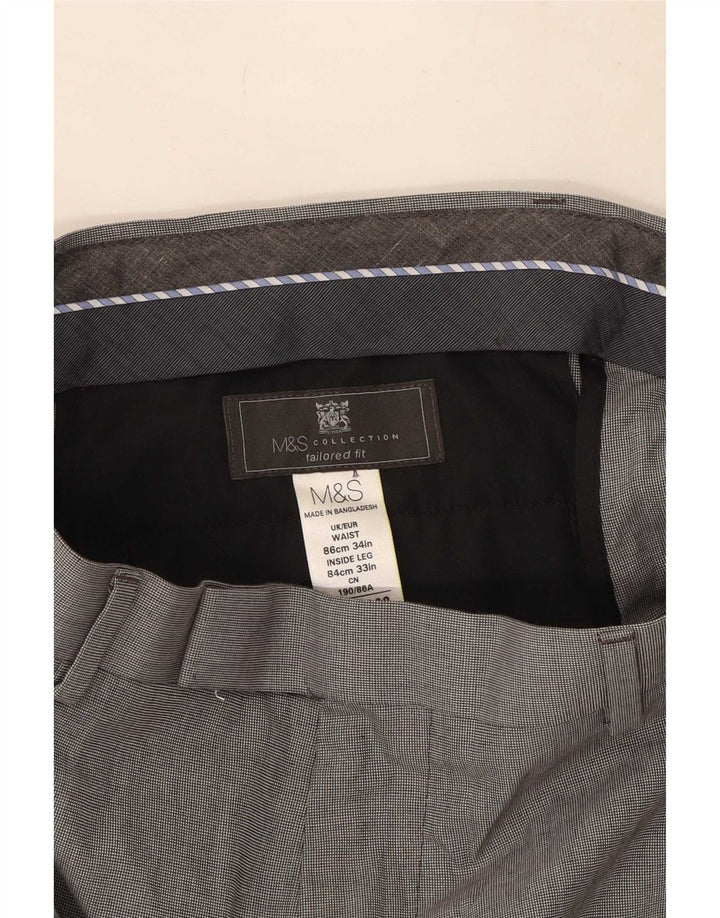 Męskie spodnie codzienne Marks & Spencer o dopasowanym kroju W34 L33 Szary poliester