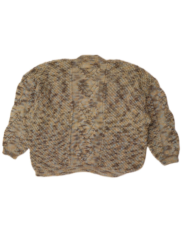 Sweter damski w stylu vintage z okrągłym dekoltem UK 16, duży, zielony nakrapiany
