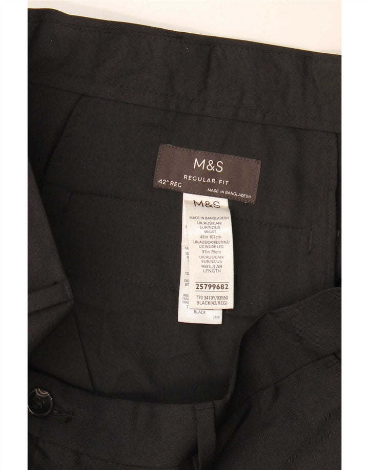 Męskie spodnie garniturowe Marks & Spencer o prostym, regularnym kroju W42 L31 czarne